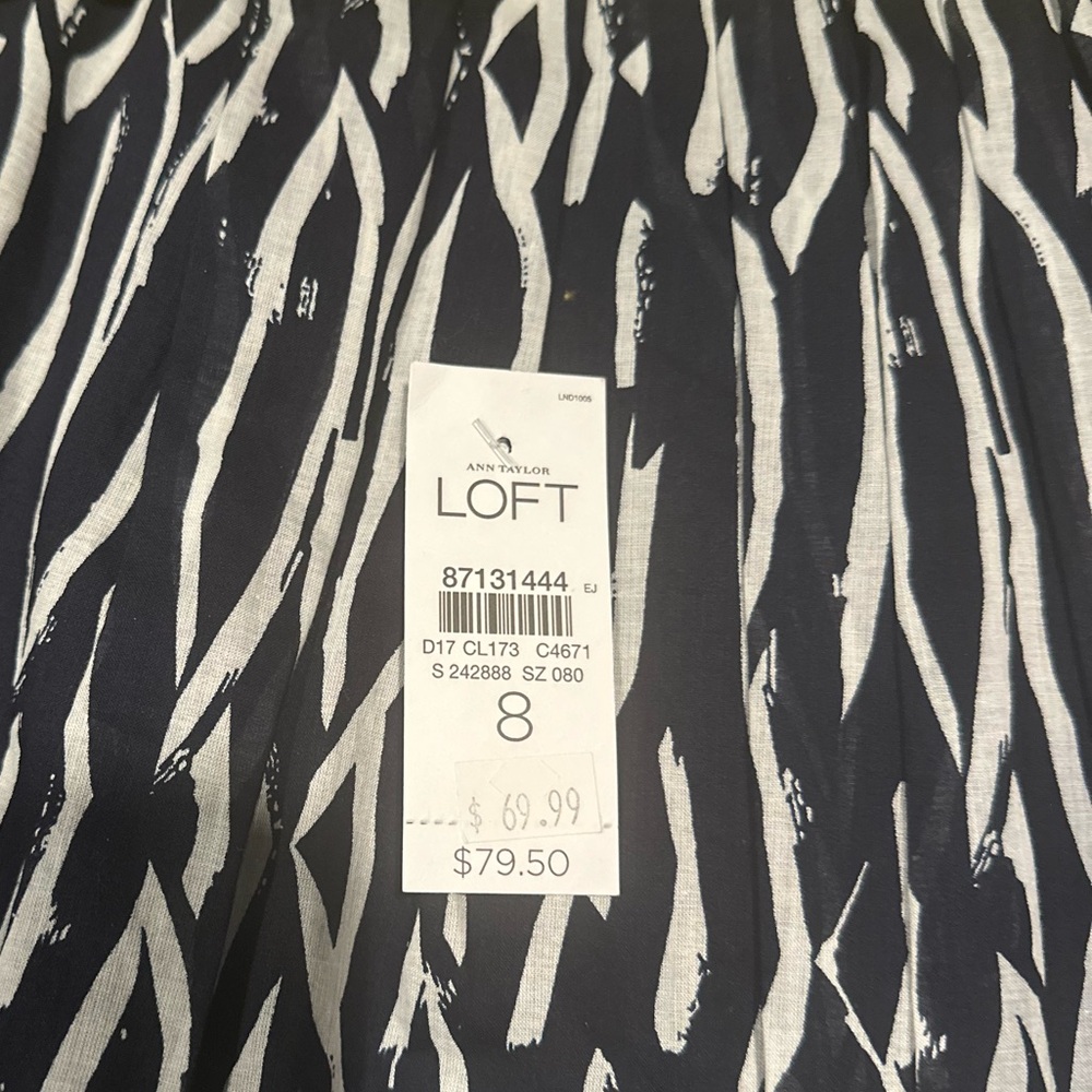 Ann Taylor LOFT Dress Sz 8 Navy White Striped Spaghetti Strap 100% Cotton Travel - Picture 8 of 8